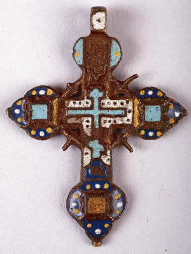 Крест-тельник. Конец XVII - начало XVIII века. Серебро, литье, эмаль